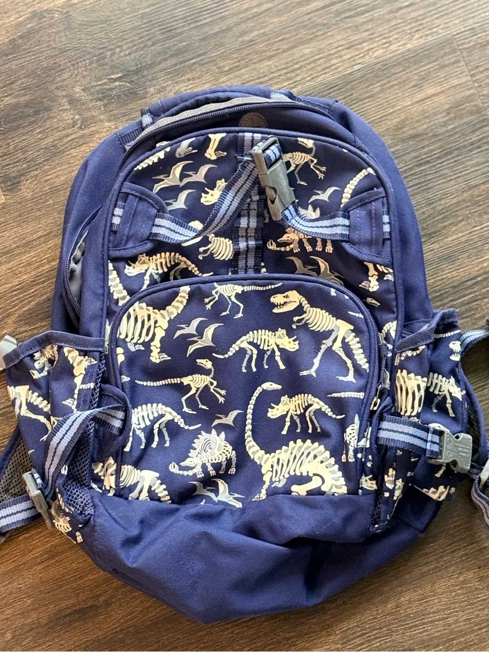 Pottery Barn Kids Navy Backpack with glow in the dark Dinosaur Skeletons
